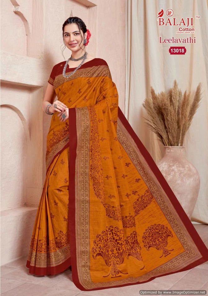 Leelavathi Vol 13 By Balaji Pure Cotton Printed Saree Wholesale Suppliers In India